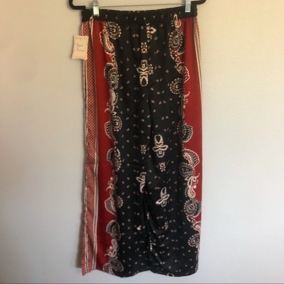 Japna Pants - Bohemian Paisley Maxi Skirt - Black and Red